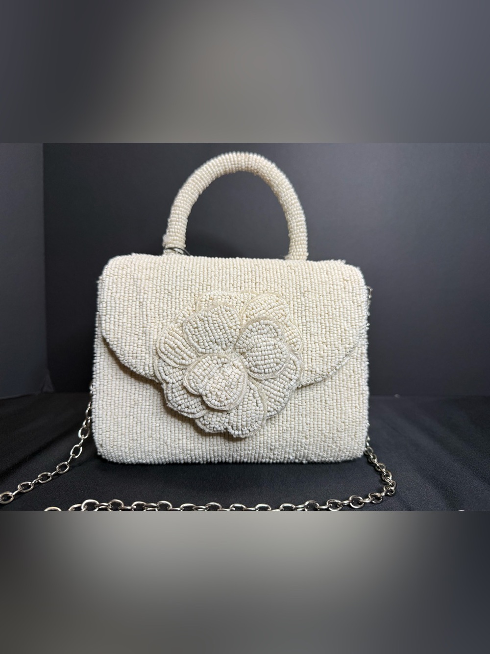 New Viral Beaded Purse Bag Summer Resort Novelty Floral Flower Bridal Bride - Picture 2 of 6
